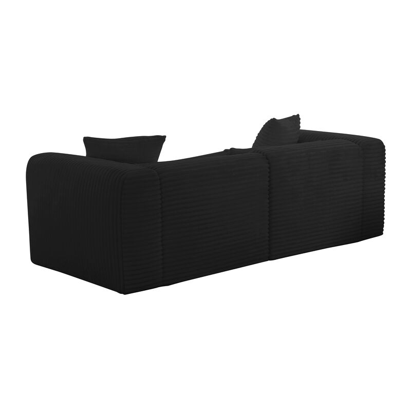Tarra Fluffy Oversized Black Corduroy Modular Loveseat image number 2
