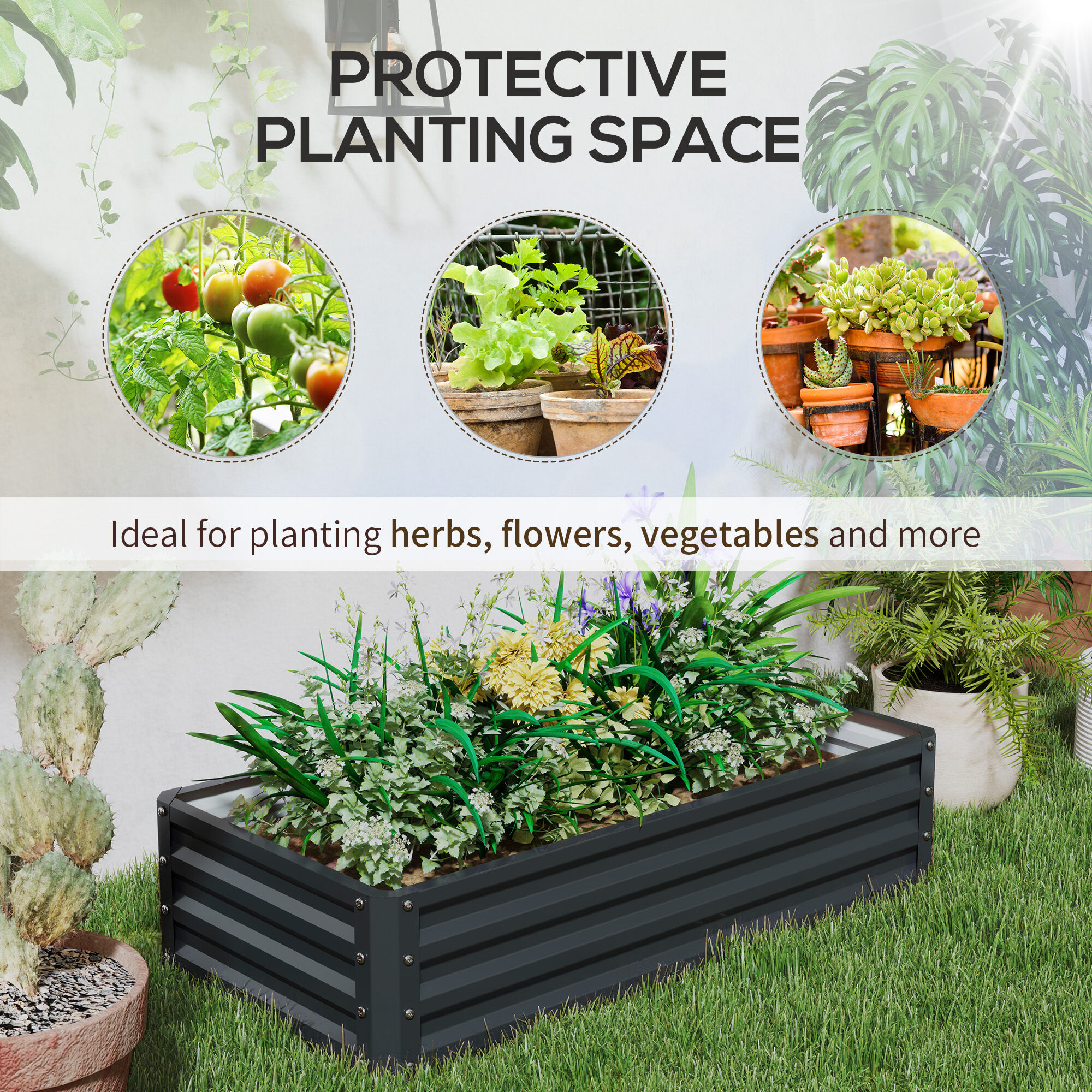 Hivvago 4' x 2' Raised Garden Bed for Vegetables and Herbs