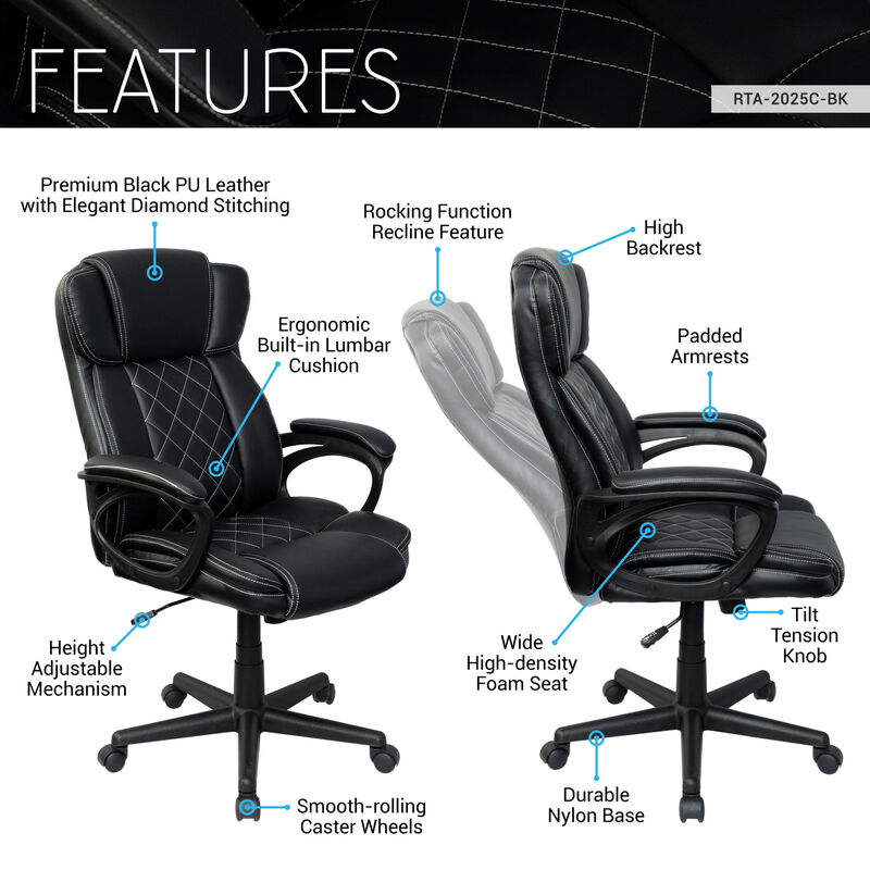 GOODSILO Ergonomic Executive Office Chair High Back with Adjustable Height and Lumbar Support image number 3