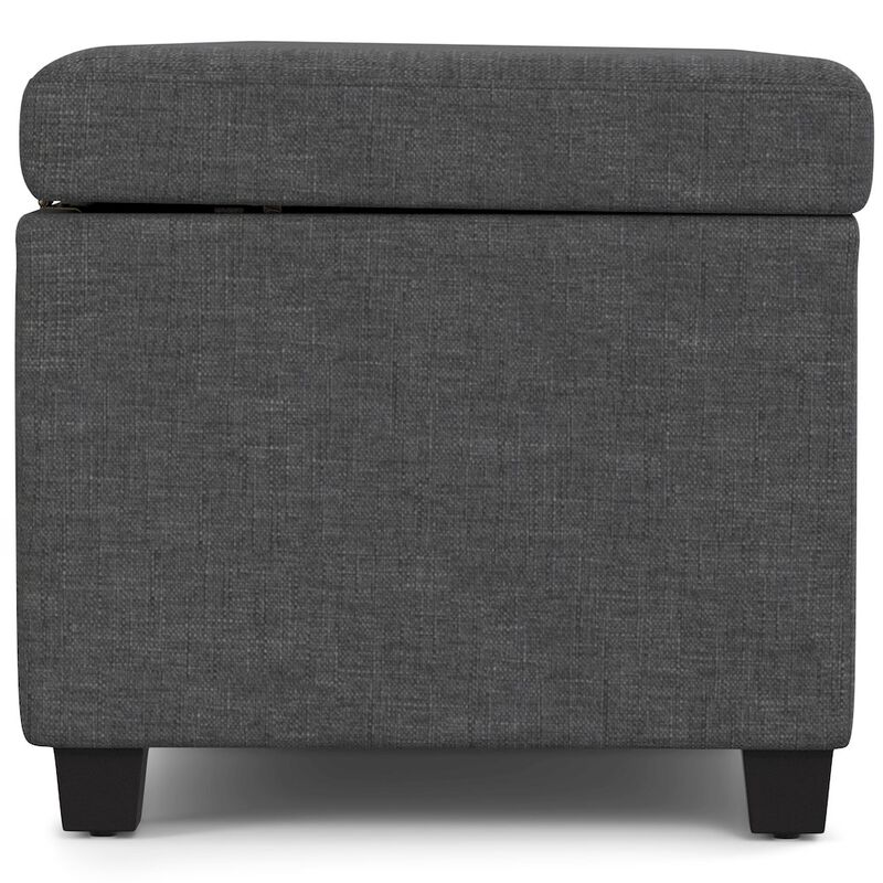 Simpli Home Avalon Extra Large Storage Ottoman Bench In Slate Grey Polyester Linen Fabric