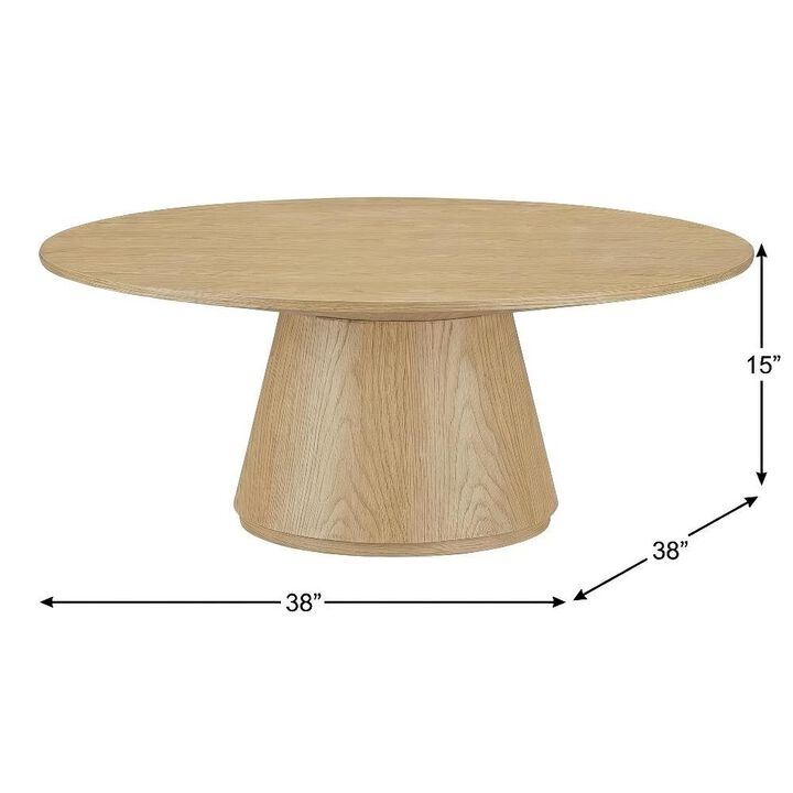 Starlight Canyon Home Brown Oak Veneer Coffee Table with Semi-Gloss Finish and Metal Hardware
