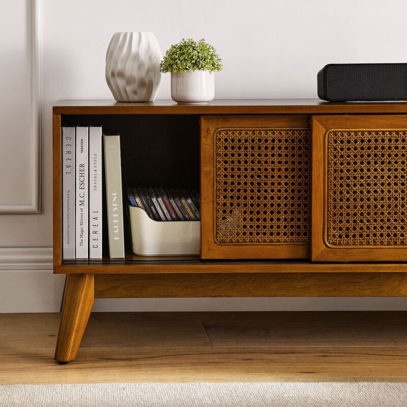 Streamdale Modern Rattan TV Stand for 65 Inch TV image number 3