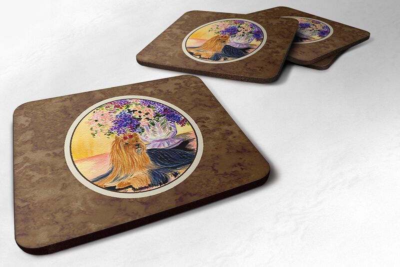 Caroline's Treasures SS8304FC Yorkie Foam Coasters (Set of 4), 3.5 H x 3.5 W, Multicolor image number 0