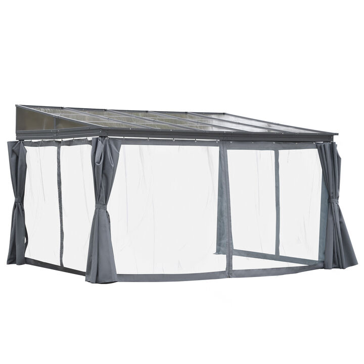 Backyard Patio/Porch Outside Cabana w/ Durable Aluminum Roof & Netted Curtain