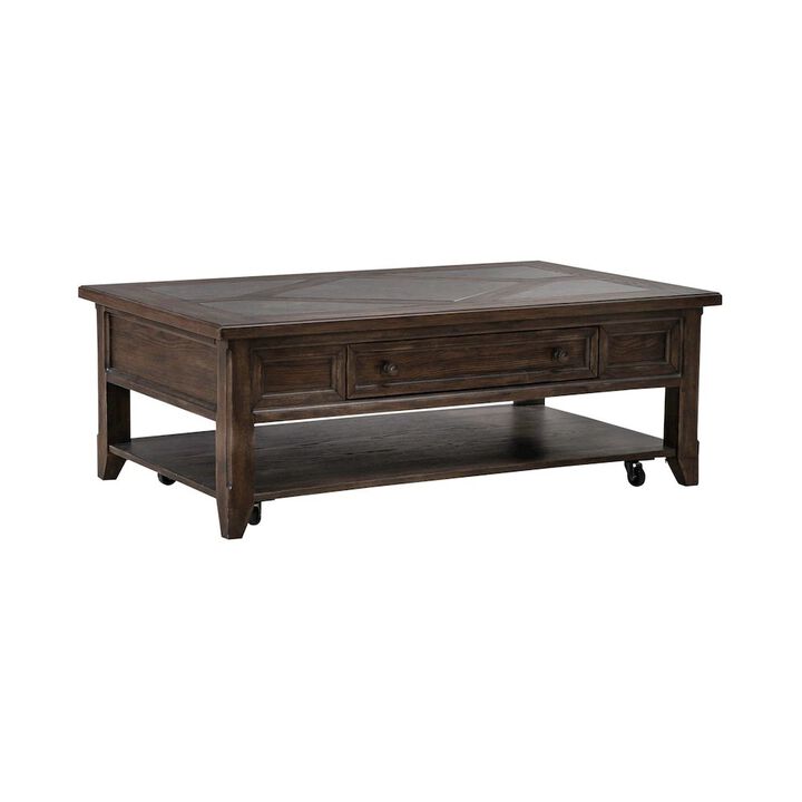 Liberty Furniture Living Room Rectangular Cocktail Table Traditional - Saddle Brown Oak Wood