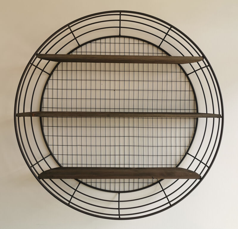 3-Tier Rustic Round Iron Wall Shelf
