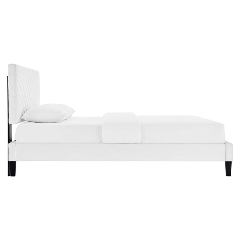 Modway Roxanne Modern Performance Velvet King Platform Bed in White image number 3