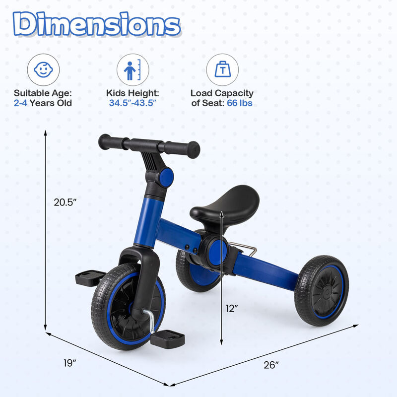 5 in 1 Kids Bike for Toddlers with Pedal Conversion and Balance Mode image number 2