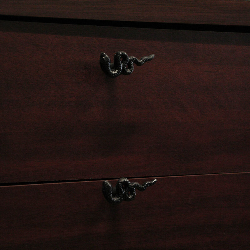 Gothic Black Cast Iron Snake Drawer Pulls &ndash; 6-Piece Set, 2.25" Long, 1" High, Serpentine Design for Cabinets, Drawers, and Goth Decor image number 6