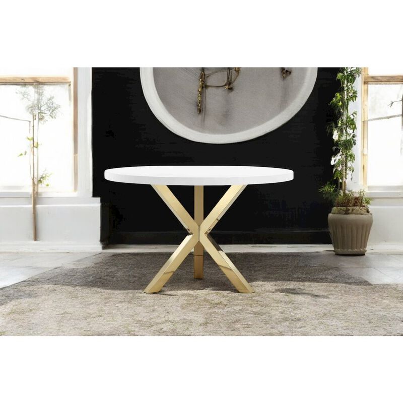 Pangea Home Gold Remi Dining Table White & Gold Combo