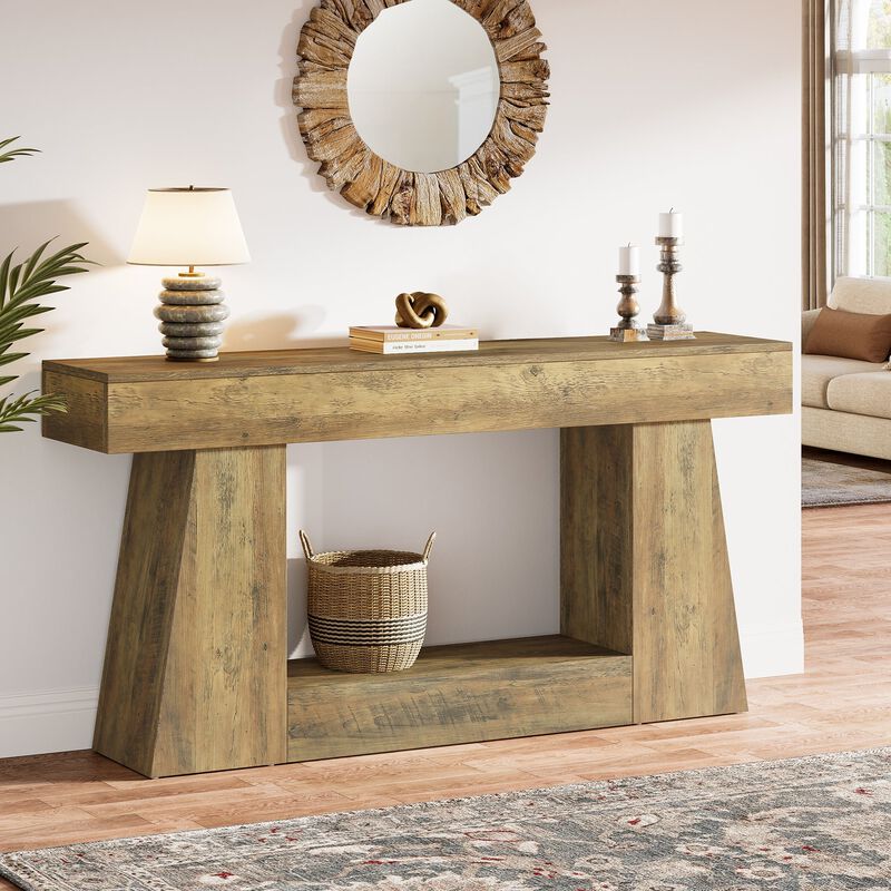 Wooden Sofa Console Table for Entryway and Hallway - Brown image number 6