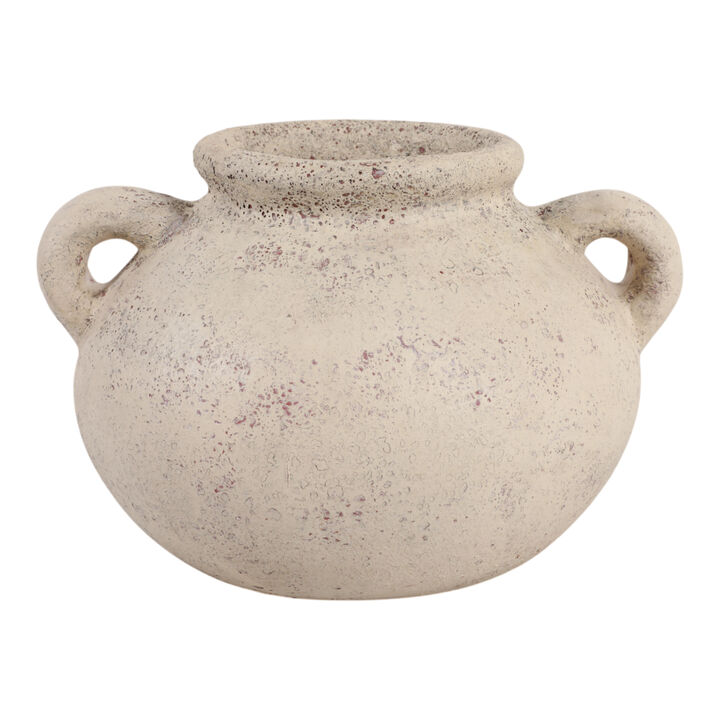 12x8" Terracotta Double Handle Vase, Ivory