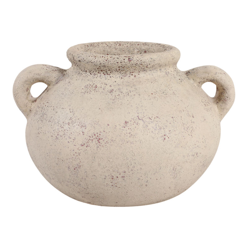 12x8" Terracotta Double Handle Vase, Ivory image number 0
