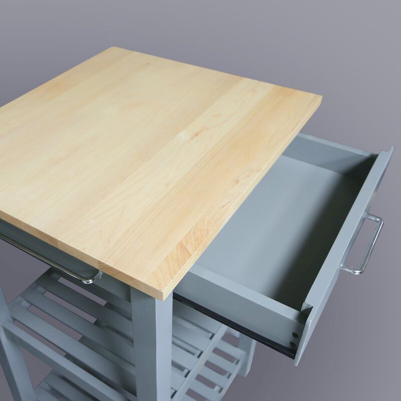 Casual Home Sunrise Kitchen Island with Solid Wood Top - Slate Gray