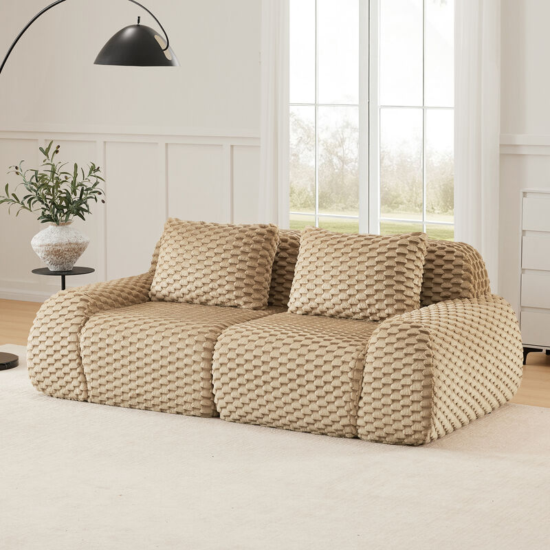 GOODSILO Modern Modular Sectional Sofa with Deep Seat, Flannelette Fabric, Curved Armrest, Anti-Slip Boneless Couch image number 4
