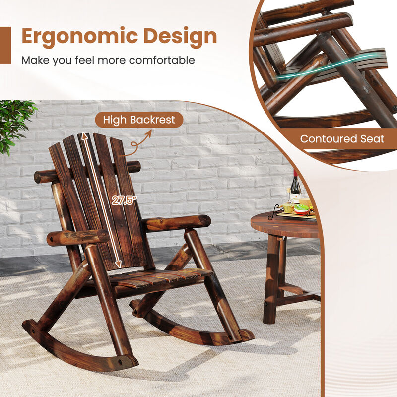 Comfortable Adirondack Rocker &ndash; Solid Wood Chair for Porch, Patio & Lawn