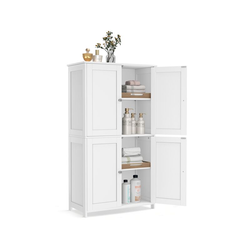 White Freestanding Floor Cabinet with Adjustable Shelves and Doors image number 7
