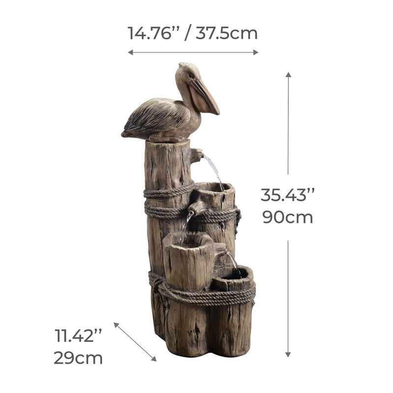 4-Tier Pelican and Post Outdoor Water Fountain, Brown image number 6
