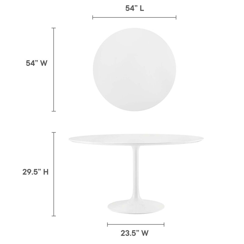 Modway - Lippa 54" Round Wood Top Dining Table White image number 6