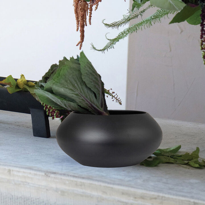 Minimalist Round Mango Wood Bowl, Black