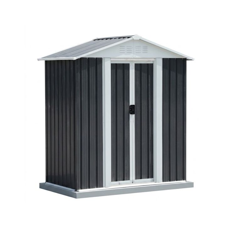 WOW PIONEER Spacious 5x3 Feet Outdoor Storage Shed with Reinforced Aluminum Alloy Frame and Stable Base, Weatherproof Apex Roof for Garden Equipment Storage
