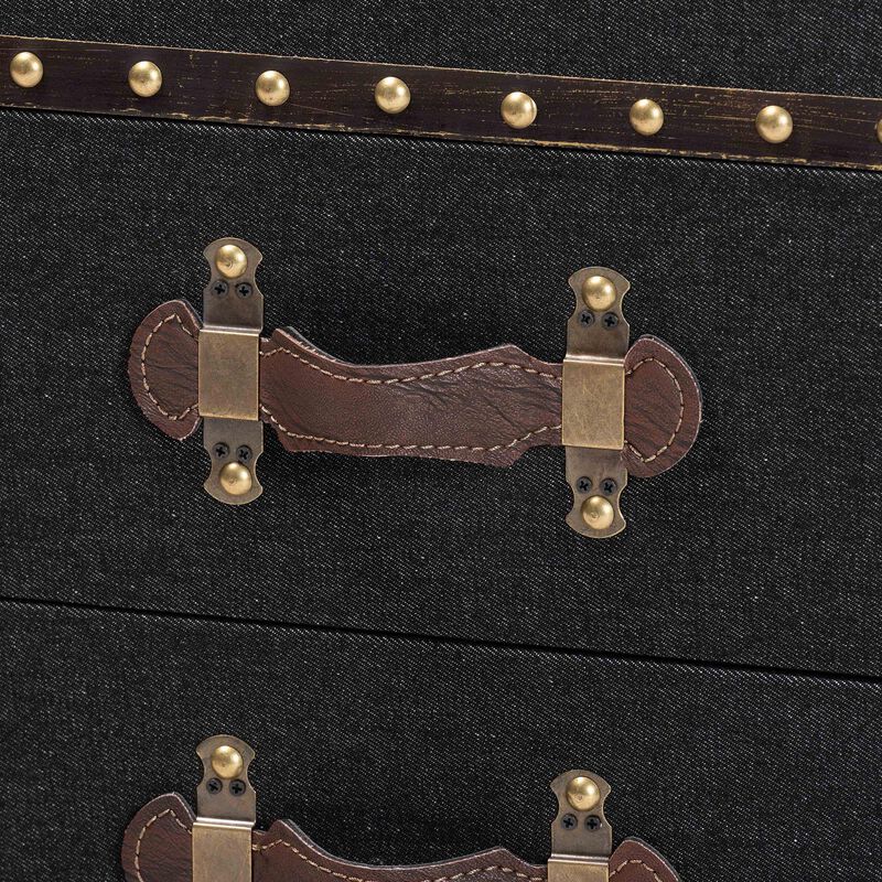Baxton Studio Agatha Vintage Black Canvas 2 Drawer Storage Trunk image number 6