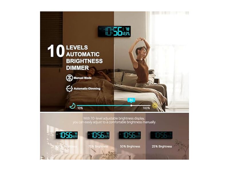 Digital Display RGB Colors Changing Wall Clock 16 Inch Glow In Dark image number 3