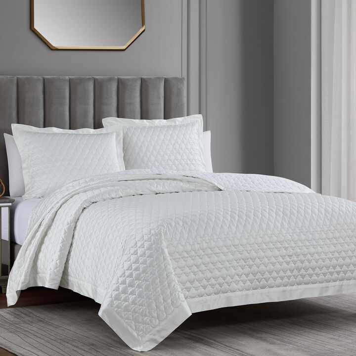 High Shine White King Quilt Set