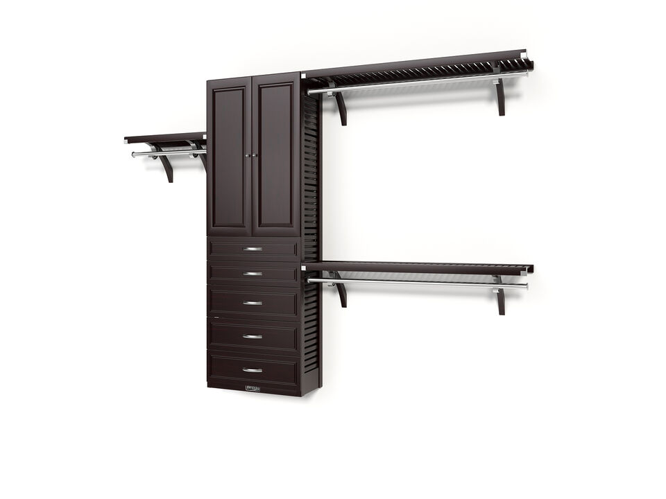 Solid Wood Reach-In Closet Organizer with 5 Drawers and Solid Wood Doors