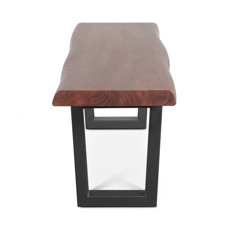 World Interiors Yarrow 68" Bench in Light Sequoia with Gunmetal Legs image number 4