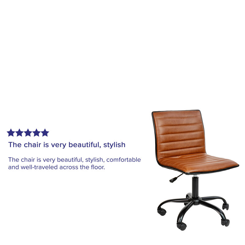 Alan Low Back Designer Armless Ribbed Swivel Task Office Chair image number 2