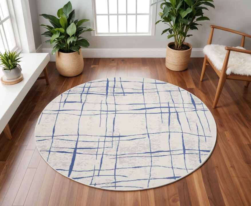 HomeRoots Abstract Distressed Round Rug