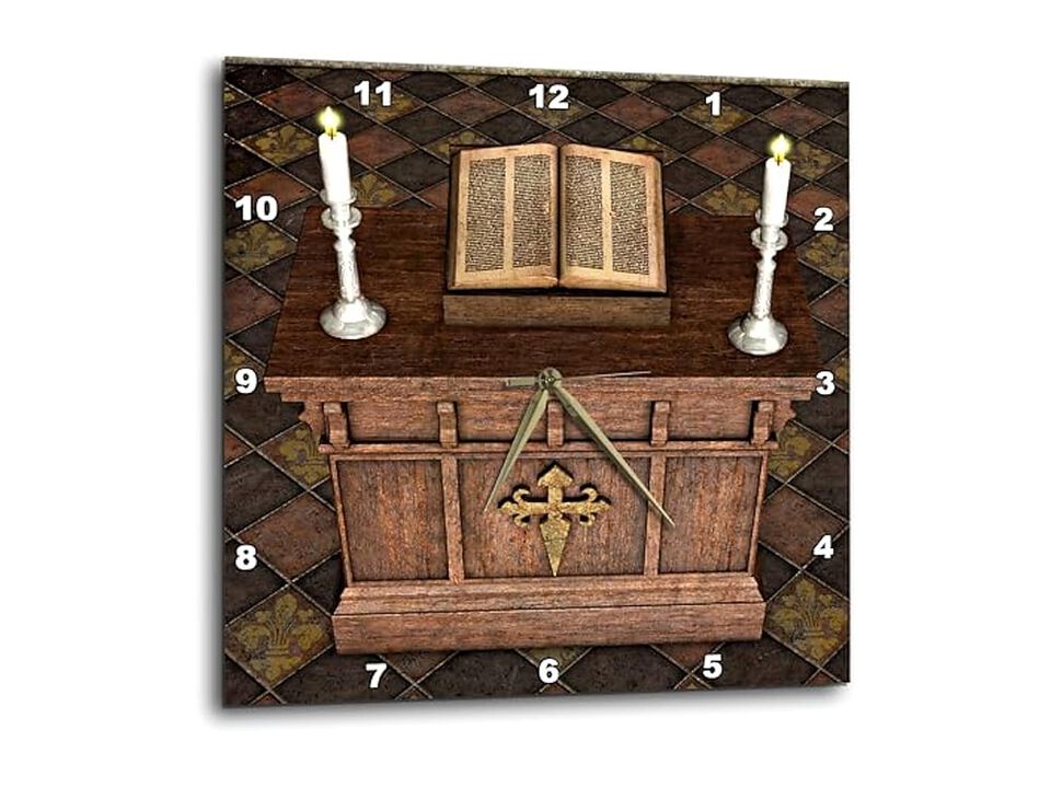 Medieval Altar Bible Wall Clock 10 Inch Home Decor