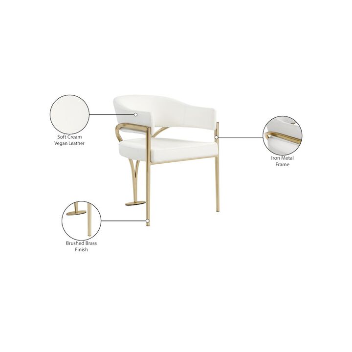 Meridian Furniture Madelyn Cream Vegan Leather Dining Chair, Set of 2