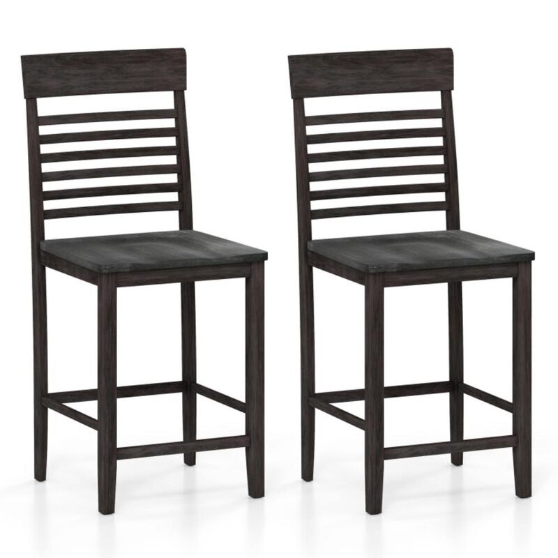 Hivvago Dining Chair Set of 2 with Footrests and Solid Wood Frame