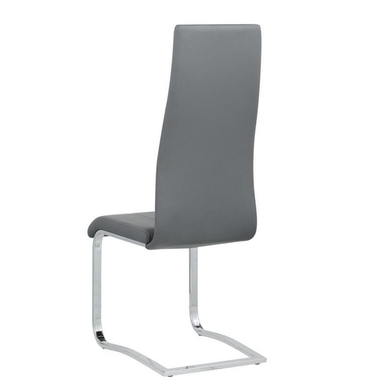 Leatherette Dining Chair with Breuer Style, Set of 4, Gray-Benzara