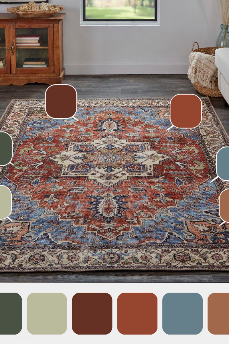 Percy 39AHF Blue/Rust 7'10" x 9'10" Rug image number 5