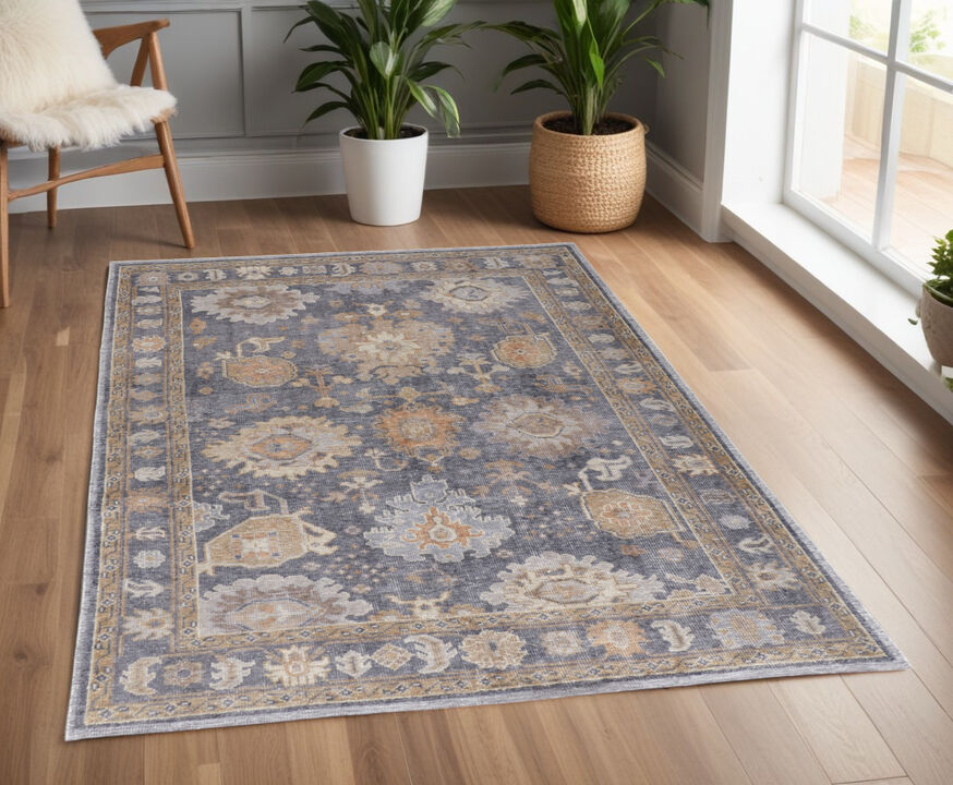 HomeRoots Oriental Hand Knotted Worn Faded Area Rug