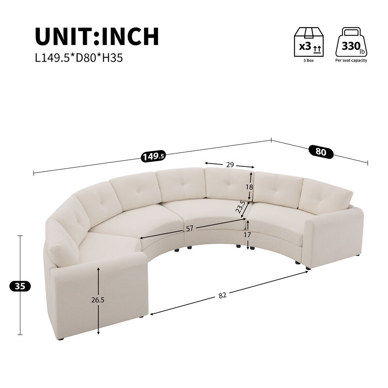 Merax Curved Modular Sectional Sofa with Customizable Layout, High-Resilience Foam & Pocket Spring Seats image number 3