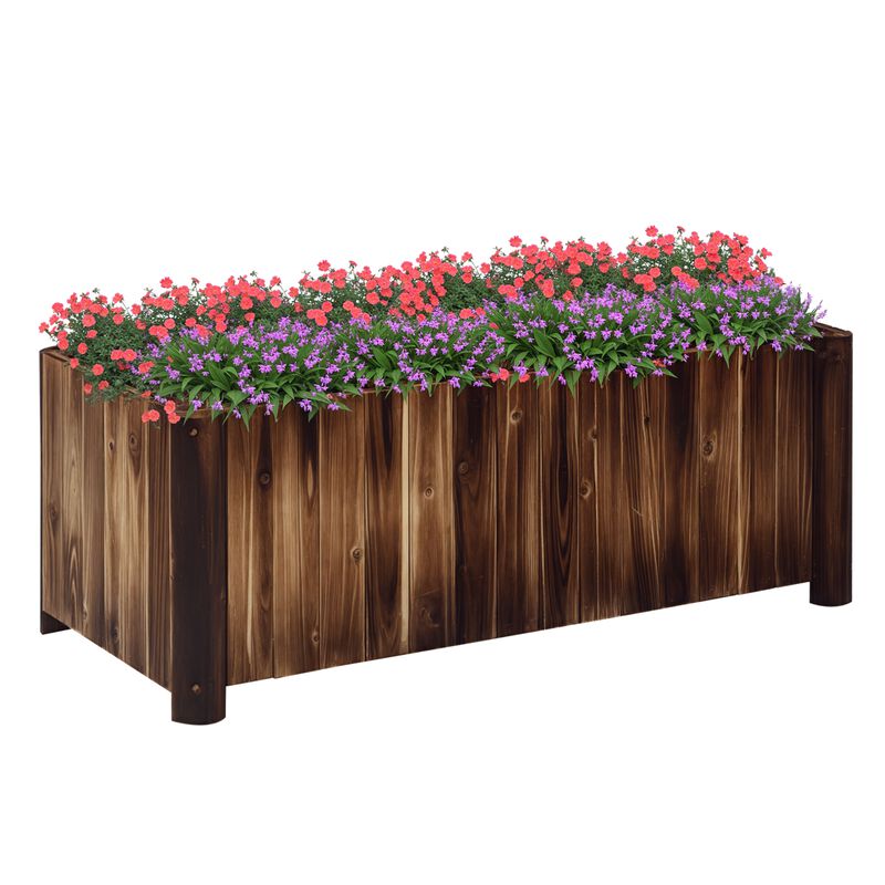 Hivvago 48 x 20 x 18" Raised Wooden Garden Bed with Drainage Gaps image number 0