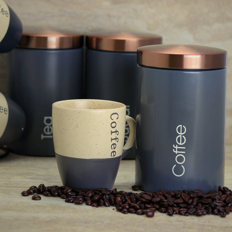 MegaChef Essential Kitchen Storage 3 Piece Sugar, Coffee and Tea Canister Set in Matte Gray image number 6