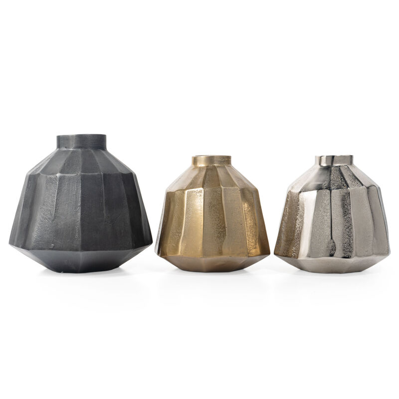 Aluminum Round Table Vase with Geometric Design – Stylish Tabletop Vase for Fresh or Artificial Flowers