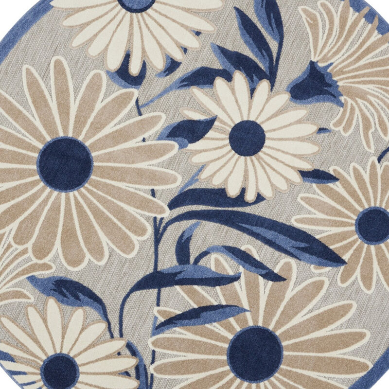 HomeRoots Round Floral Indoor Outdoor Area Rug image number 3