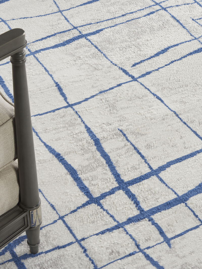 Whimsicle WHS09 Ivory/Blue 8' x Round Rug