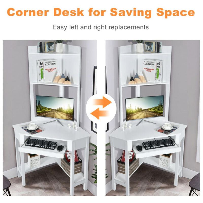 Hivvago Corner Computer Desk with Hutch and Storage Shelves