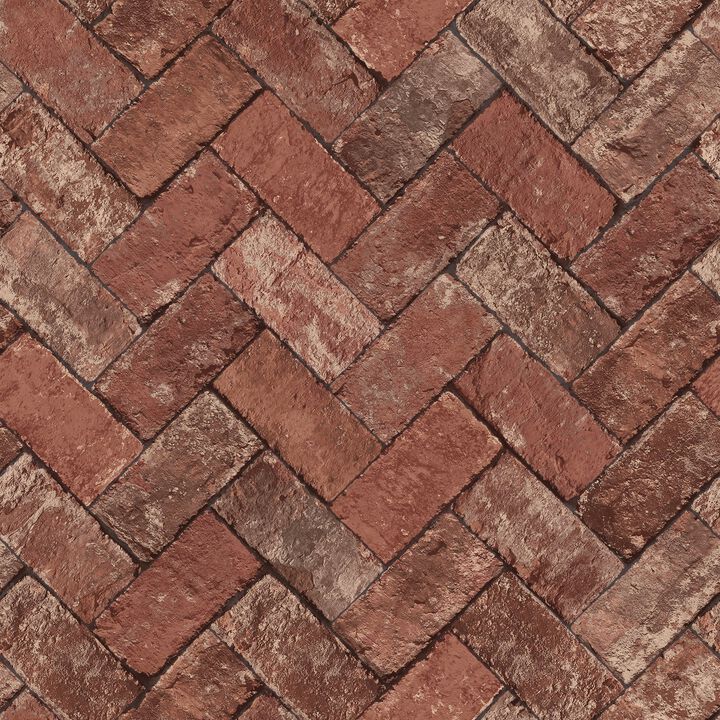 Just Kitchens Herringbone Brick Red Wallpaper G45424