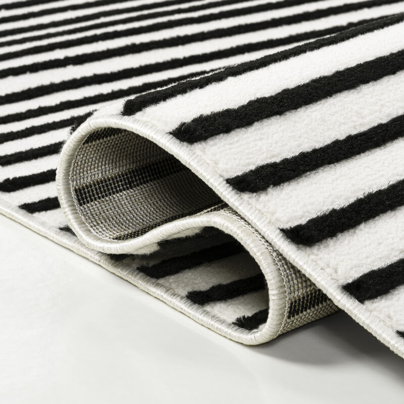 Anders MidCentury Modern Arch Stripe Two-Tone High-Low Indoor Area Rug