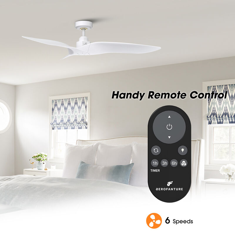 52 in. White Reversible 6-Speed Ceiling Fan with Remote without Light