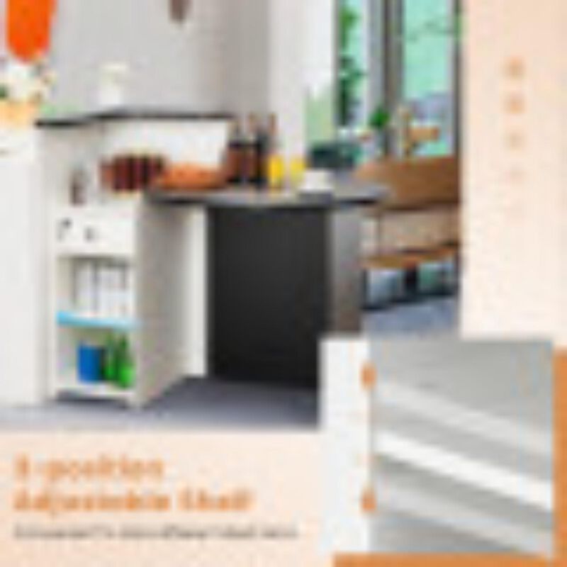 Hivvago Reception Office Desk with Open Shelf and Lockable Drawer