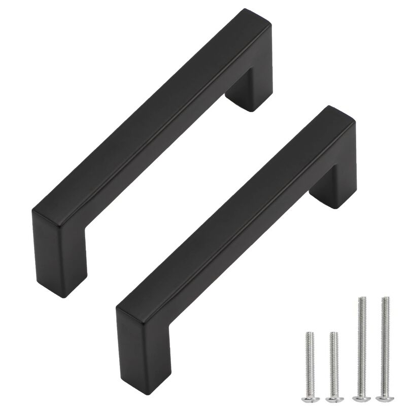 Redunest Cabinet Pulls Matte Black Cabinet Handles Square Drawer Pulls, 20 Pack 13-4/5 Inch Stainless Steel Kitchen Door Cupboar